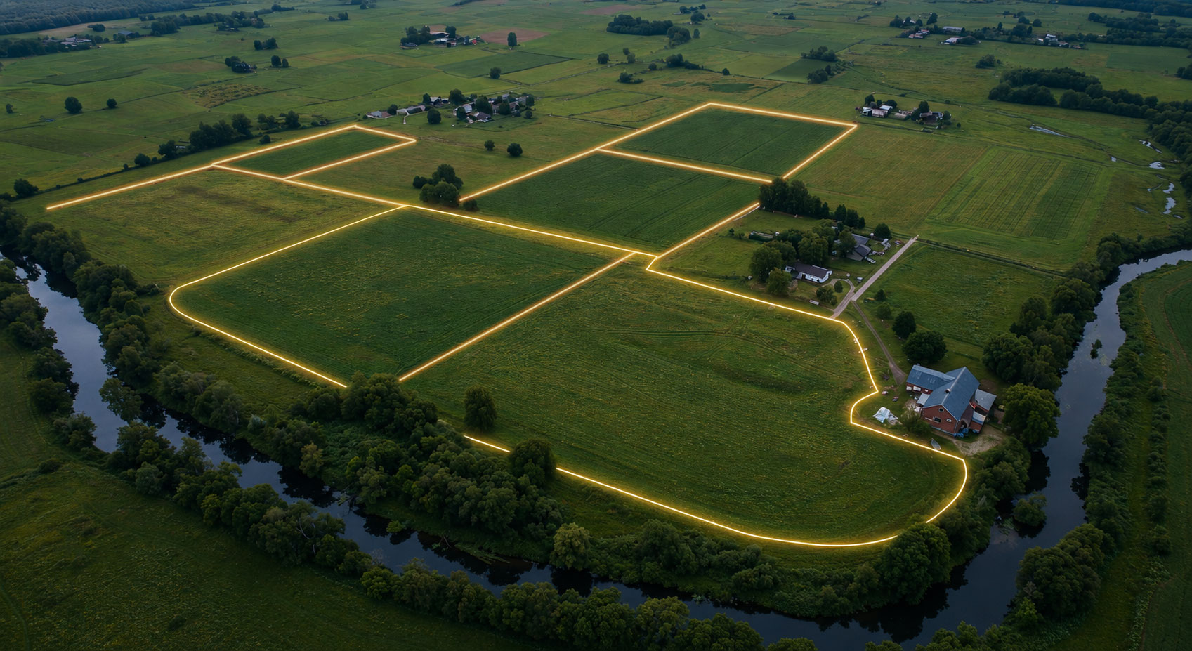 Drone footage showing parcel boundaries and program mapping